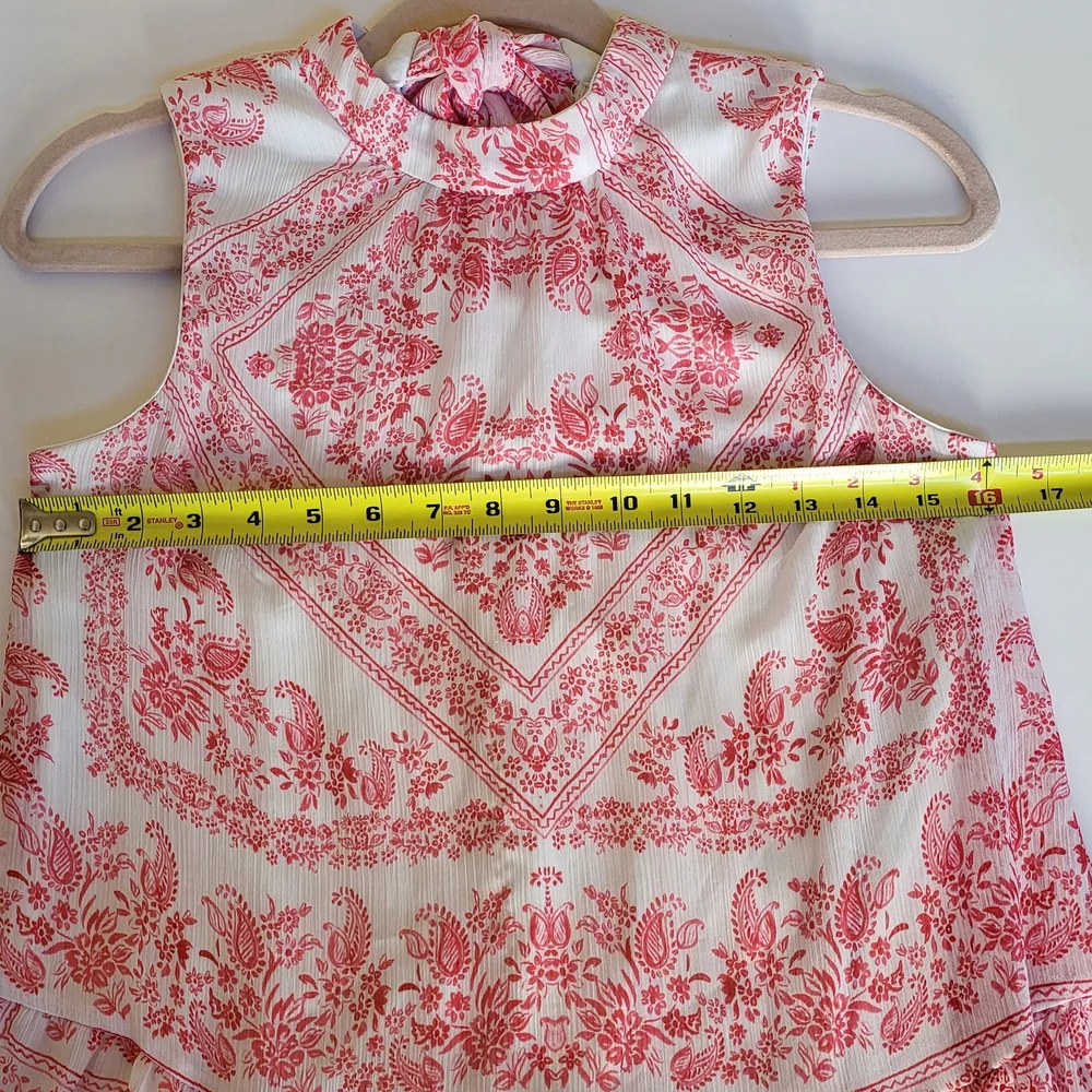 Calvin Klein Sleeveless Pink and White Tie Back Dress. Sise 4 - Picture 4 of 10